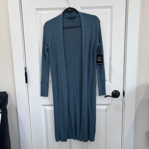 NWT Boston Proper Long Ribbed Knit Open Front Cardigan Sweater Green Size Medium